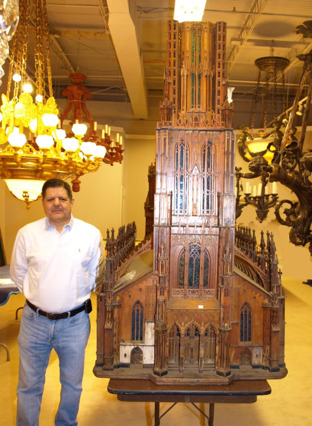 Antique scale model of Ulm cathedral | MAURICE CHANDELIER, INC.
